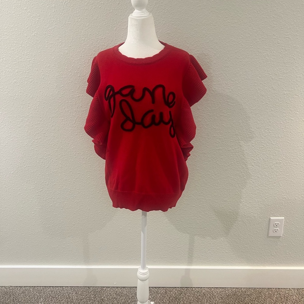 Game Day Red Sweater with Black Script